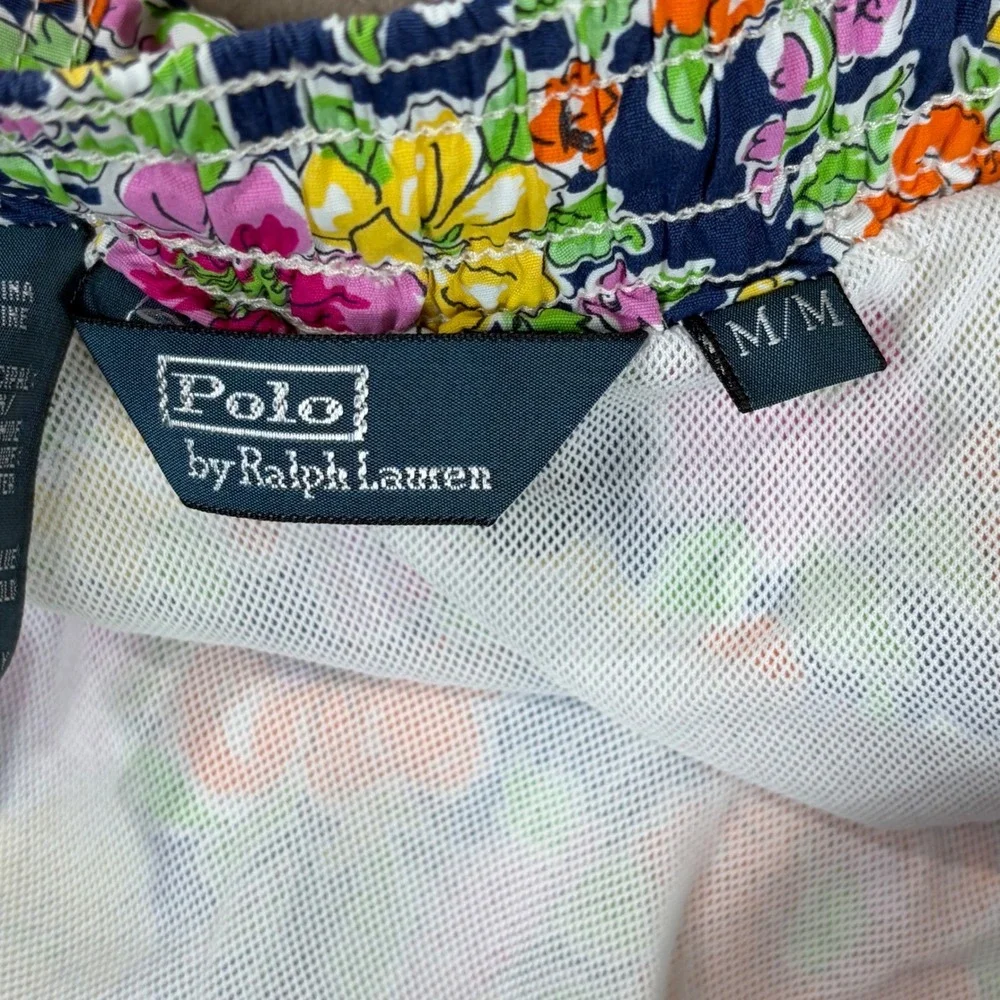 Polo Ralph Lauren Mens Floral Swim Trunks Navy Blue Orange Pink Medium 5